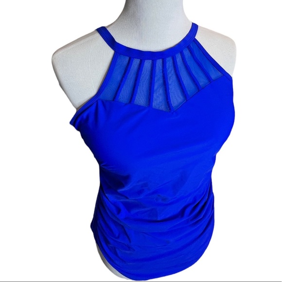 2/$30 Swimsuit High Neck Slimming Full Coverage Lined Colorful Sheer Sexy New LG - Picture 12 of 17